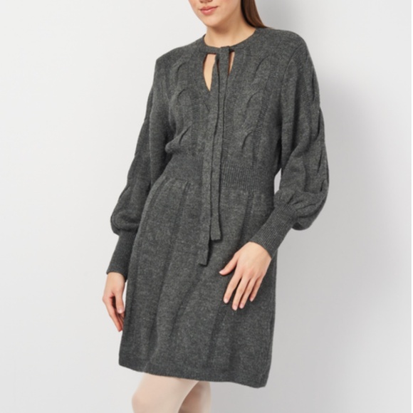 Zara gray cable knit long sleeve soft dress NWOT - Picture 1 of 13